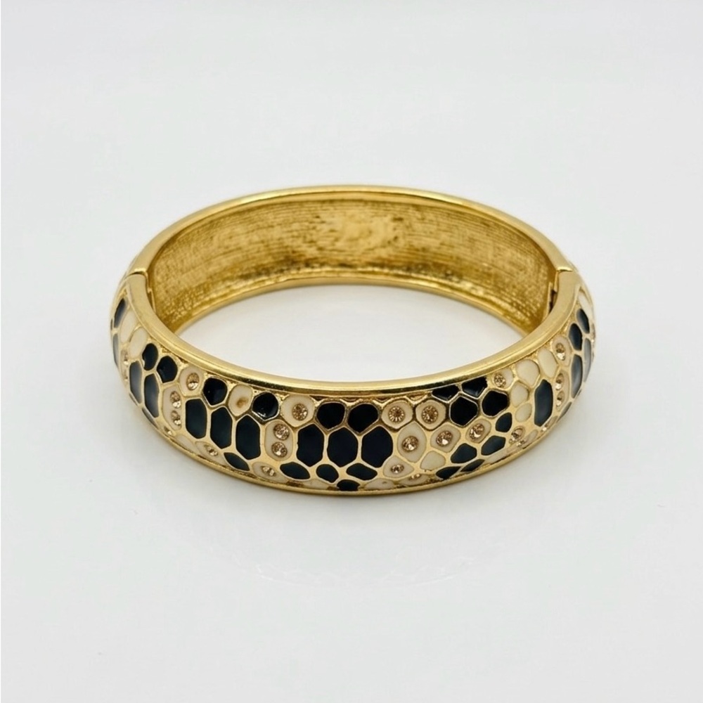 GUESS Black and Gold Logo Bangle - Picture 2 of 4